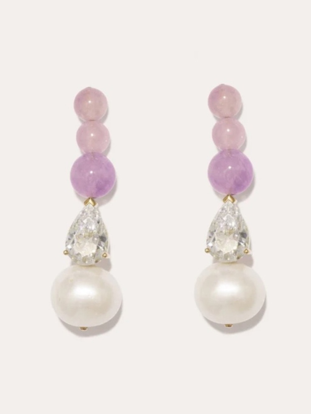 Completed Works Ballard Pearl, Zirconia and Jade Bead Gold Vermeil Earrings